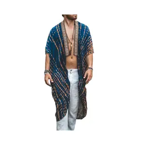 COOFANDY Men's  Sun-protective Clothing on the Beach Casual Printed Shirt Fashion Cape Coat