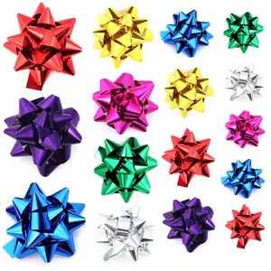 10/20pcs Star Flower Bows for Gifts Wrapping Colorful Christmas Self-adhesive Ribbon Bows for Parties Birthdays Wedding Holidays