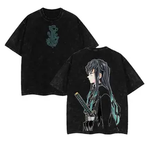 Tokito Muichiro Oversized Tee – Demon Slayer Infinity Castle Arc Anime Graphic Shirt, Vintage Acid Washed Soft Cotton T-Shirt, Muichiro Streetwear, Casual Unisex Manga Apparel, Anime Fan Gift, Mist Hashira Aesthetic Top