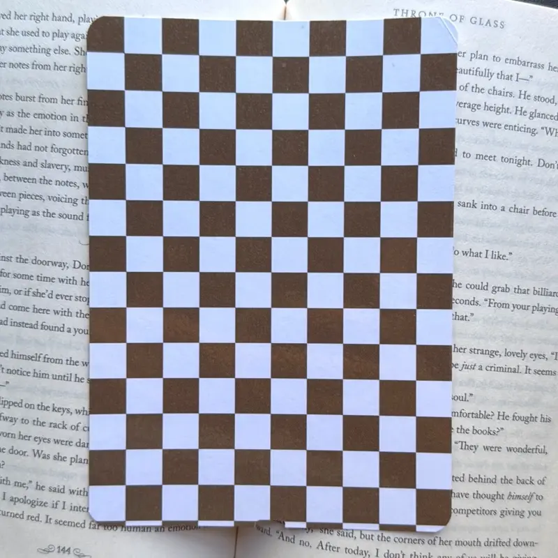 Aesthetic Brown & White Checkered Kindle Skin - Glossy or Glitter Finish, Trendy E-Reader Protective Cover