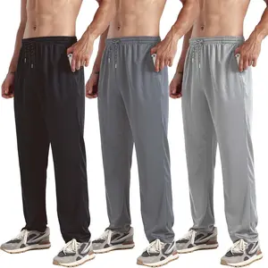 3-Pack Men's Mesh Jogger Pants, Comfortable Athletic Pants with Pockets for Active Wear, Lightweight & Breathable