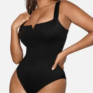 FeelinGirl  Women's Square Collar Elastic Outerwear Shape Bodysuit Basic Comfort Fabric Sleeveless Fitted Minimalist Shapewear Womenswear