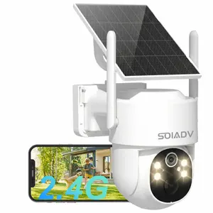Affordable Solar Powered Home Security Camera Wireless Outdoor 2K 360° PTZ WiFi Surveillance Camera with AI Motion Detection, Color Night Vision, 2-Way Audio, IP65 Waterproof, SD & Cloud Storage