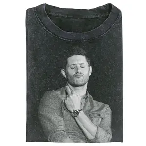 Supernatural Dean Winchester Middle Finger Fan Merch Shirt Funny Photo Unisex Cotton Graphic Tee Gift For Men & Women, Crew Neck, Trending T-shirt/*-