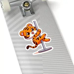 Pole Dancing Tiger Sticker, Funny Animal Sticker For Water Bottles, Laptops, Gifts, Tiger Sticker, Pole Dance Sticker