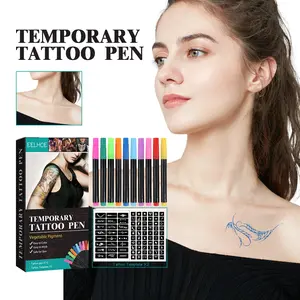 EELHOE Temporary Tattoo Pen, Face Arm Body Multi-Color Painting DIY Makeup Graffiti Decoration Tattoo Pen tattoo  sticker Peel Mehndi Stencils Henna