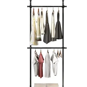 Garment Rack Clothes Storage Hanger Organizer Ceiling Top & Floor Metal Closet Hanging Hangable