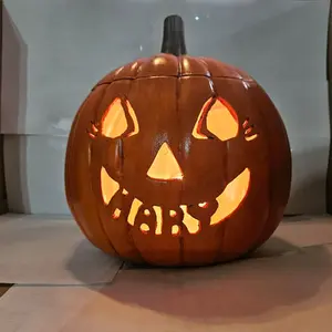 Personalized ceramic light up pumpkins