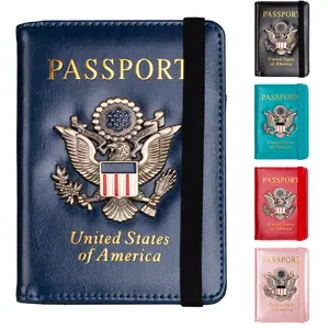 [New] RFID Blocking Leather Passport Holder Wallet for Women Men- Travel Wallet with 3D Metal Badge, Compact Document Organizer for Travel Accessories