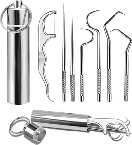 2026 Upgrade Your On-the-Go Freshness – This 7-Piece Reusable Stainless Steel Toothpick Set Comes with a Compact Travel Holder, Perfect for Picnics, Camping, and Everyday Use