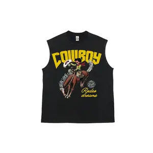 Cowboy Rodeo Dreams Kid Horse Graphic Washed Sleeveless Tank Top | Vintage Western Country Muscle Shirt for Men & Women