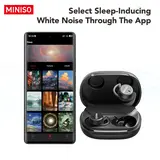 MINISO MS217 Noise Canceling Bluetooth 6.0 Invisible Sleep Earbuds - Waterproof Electronic Audio Headset, In-Ear Wireless Headphones with Built-In Microphone for Sports, Laptop Use