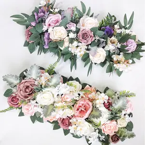 Decorative Artificial Rose Flower Panel - Simulation Floral Row Wall Decor with Multiple Colors, Plants-Infused Event Backdrop for Weddings