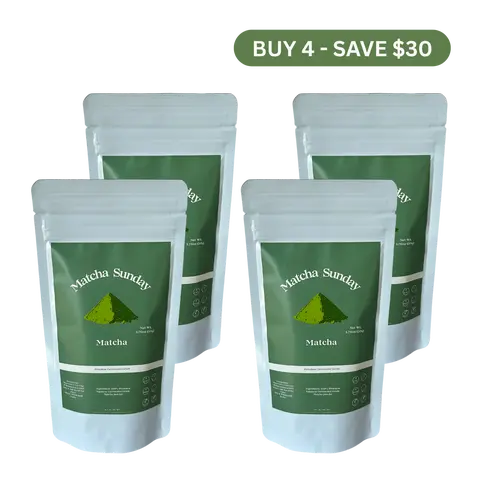 Matcha Sunday Ceremonial Grade Matcha Powder (50g) - Pack of 4 - Traditional Green Tea, Smooth, Vibrant, Savory, Stone Grind