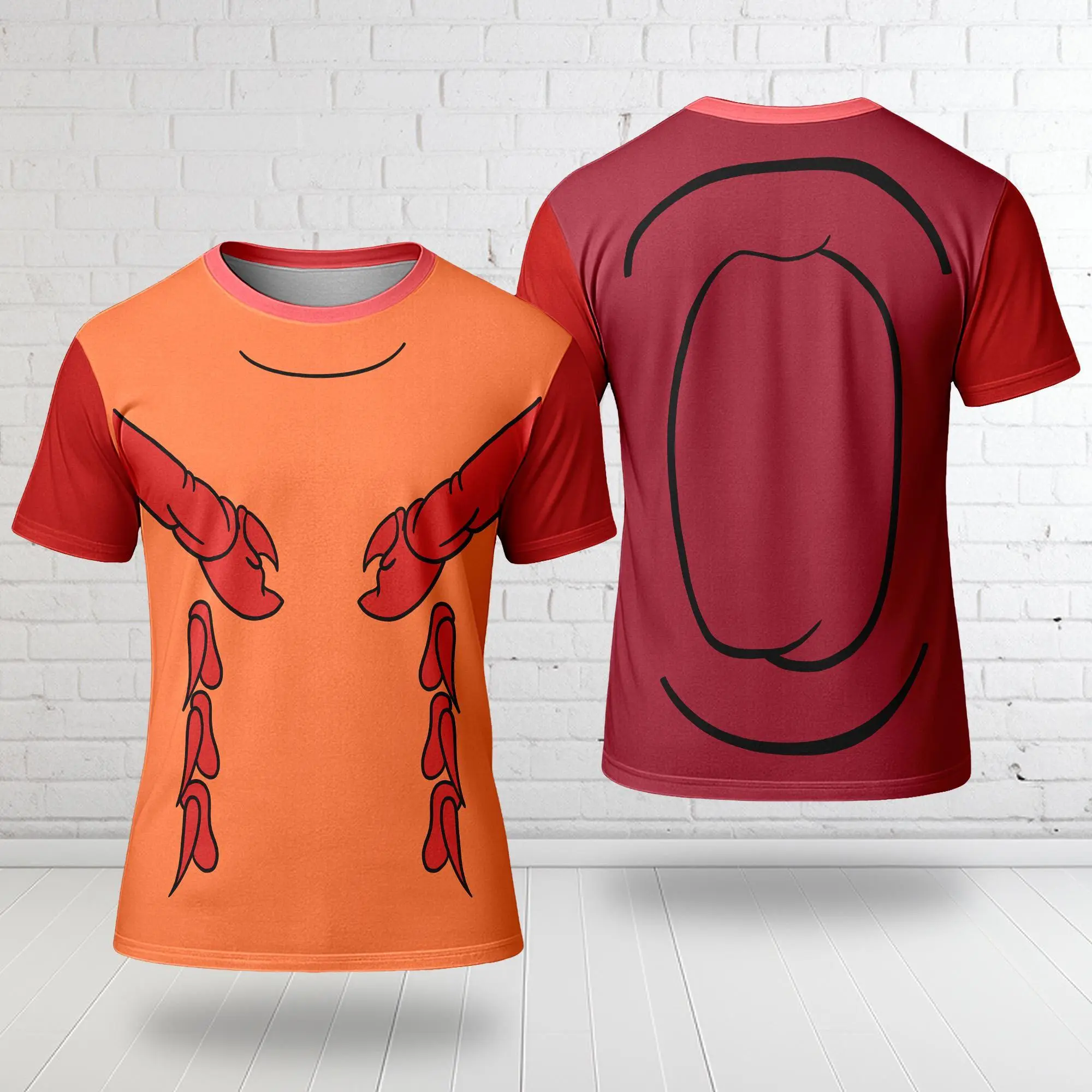 Sebastian Mermaid 3D Shirt, Little Mermaid Sebastian Cosplay Costume Tee, Princess Sebastian Halloween Costume T-Shirt