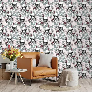 Skull Rose Wallpaper, PVC Material, Peel and Stick, Universal Use, Kitchen/living Room/bedroom Decor, Wall Transformation