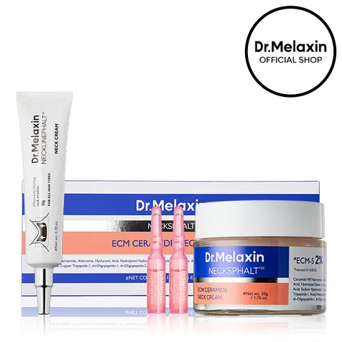 [Dr.Melaxin Official] Tech Neck Firming Set, 3-Piece | Necksphalt ECM Neck Cream + ECM Neck Ampoule + Necklinephalt Neck Cream | Neck Cream for Firming & Tightening, Smooth-Looking Neck Lines | Korean Skincare