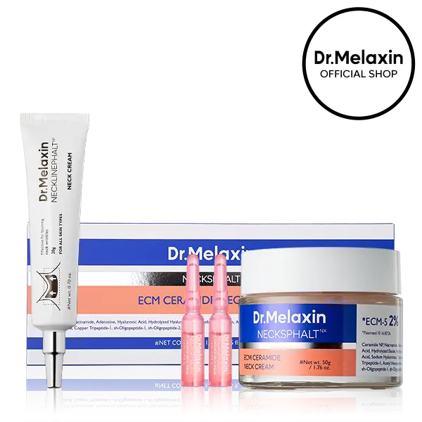 [Dr.Melaxin Official] Tech Neck Firming Set, 3-Piece | Necksphalt ECM Neck Cream + ECM Neck Ampoule + Necklinephalt Neck Cream | Neck Cream for Firming & Tightening, Smooth-Looking Neck Lines | Korean Skincare