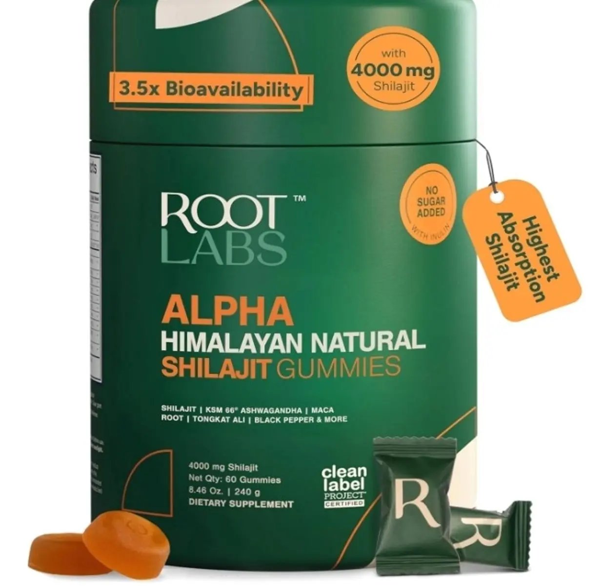 ROOT LABS 10-in-1 Alpha Shilajit Gummies | 4000 mg Pure Himalayan Shilajit with Tongkat Ali & Maca Root | Shilajit for Men & Women | ShilAbsorb Bioavailability Tech | Sugar-Free, Vegan | 60 Gummies