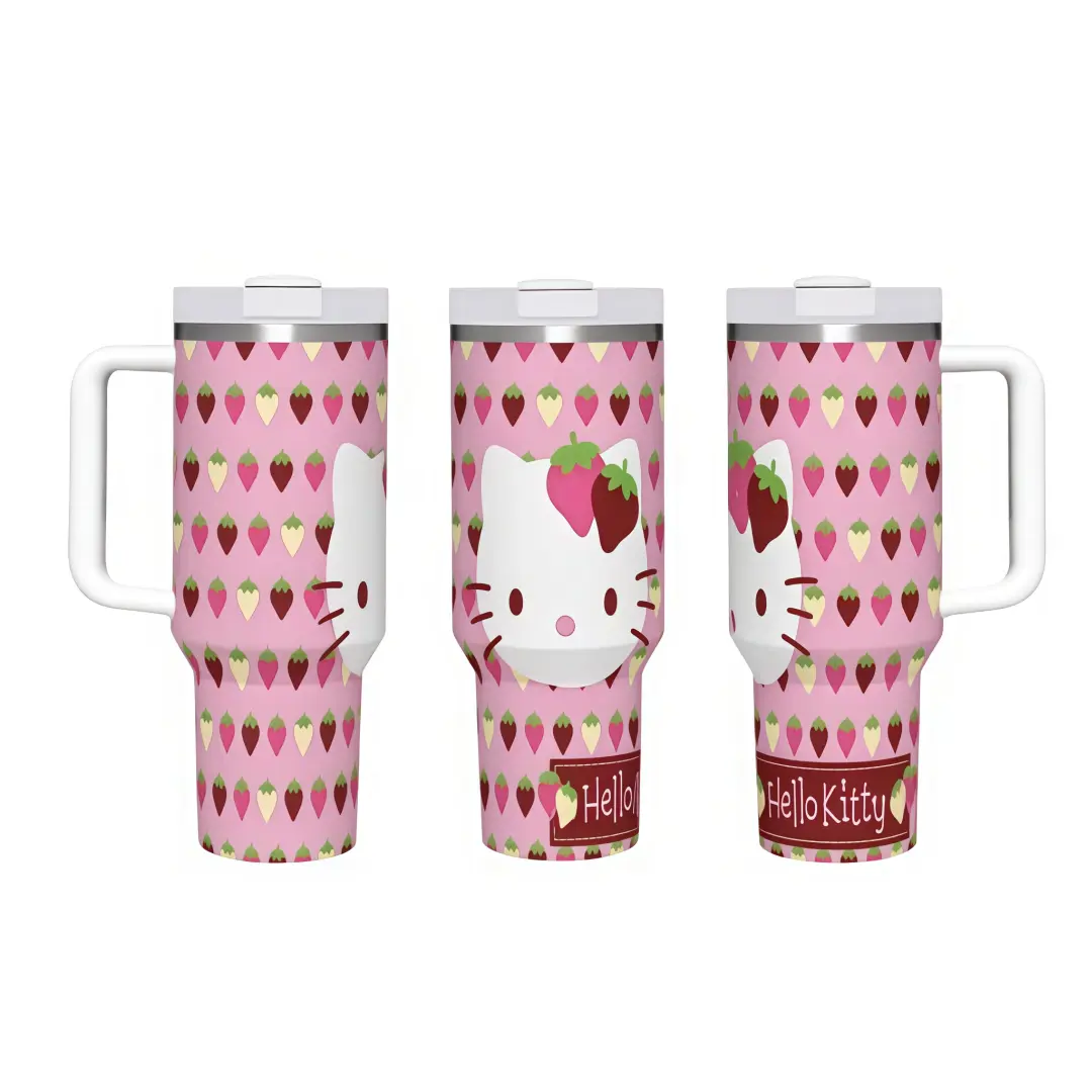 Sanrio Hello Kitty 40oz Pink Insulated Car Cold Drink Tumbler Kawaii Travel Mug