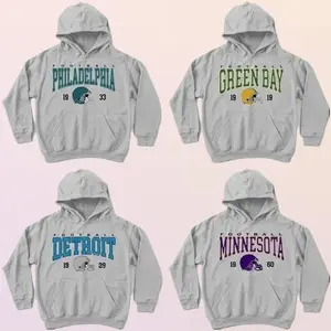 [Sale off 50%] Vintage All Team Football Ash Grey Hoodie, Retro 90s City Game Day Pullover, Throwback Football Graphic Hoodie, Unisex Sports Fan Gift  Q8F