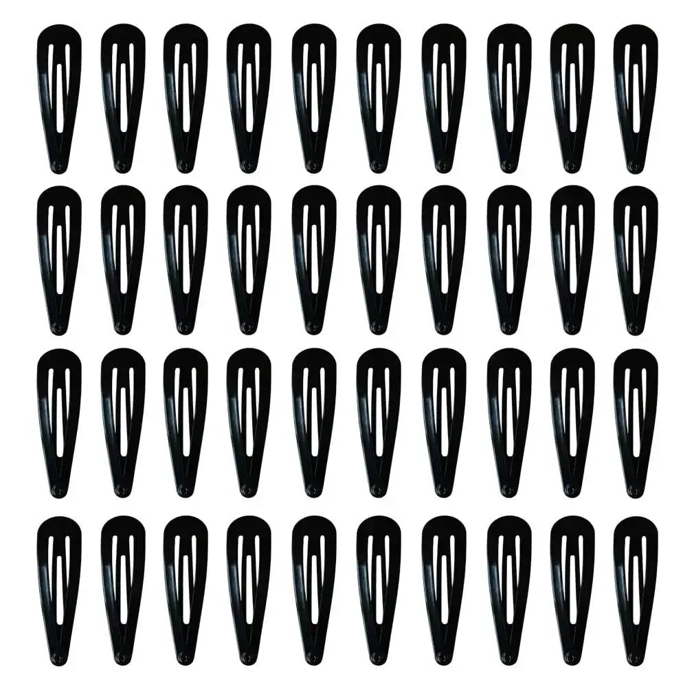 Set Large Size Hair Claws 50pack Black 2 Inch Barrettes Hair Clip Metal Snap Hair Clips
