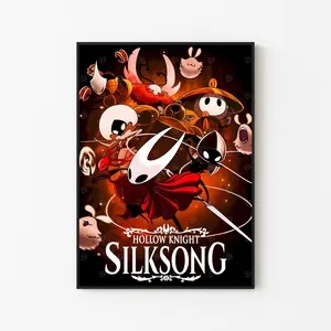 [New Gaming Decor - Sale Up To 40%] [Unframe] Hollow Knight Silksong Game Poster, Metroidvania Adventure Wall Art, Dark Fantasy Artwork, Gamer Room Decor, Indie Game Fan Gift