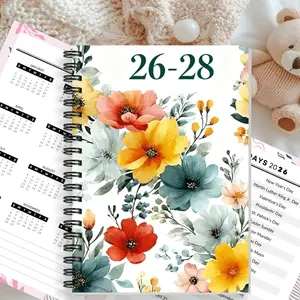 1pc Compact 5.5x8.3 Inch Monthly Calendar Notebook: Includes A Three-year Monthly Schedule and Goal Tracker, 2026-2028 Notebook Cover Features A Colorful Watercolor Floral Pattern, Rich in Color and A