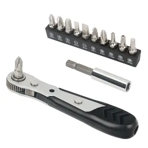 STREBITO Mini Ratchet Set 12-Piece 1/4 Ratchet Right Angle Screwdriver Set Small Ratcheting Wrench 90 Degree Offset Screwdriver High Torque Low Profile Ratchet Angled Screwdriver For Tight Spaces offset  screwdriver