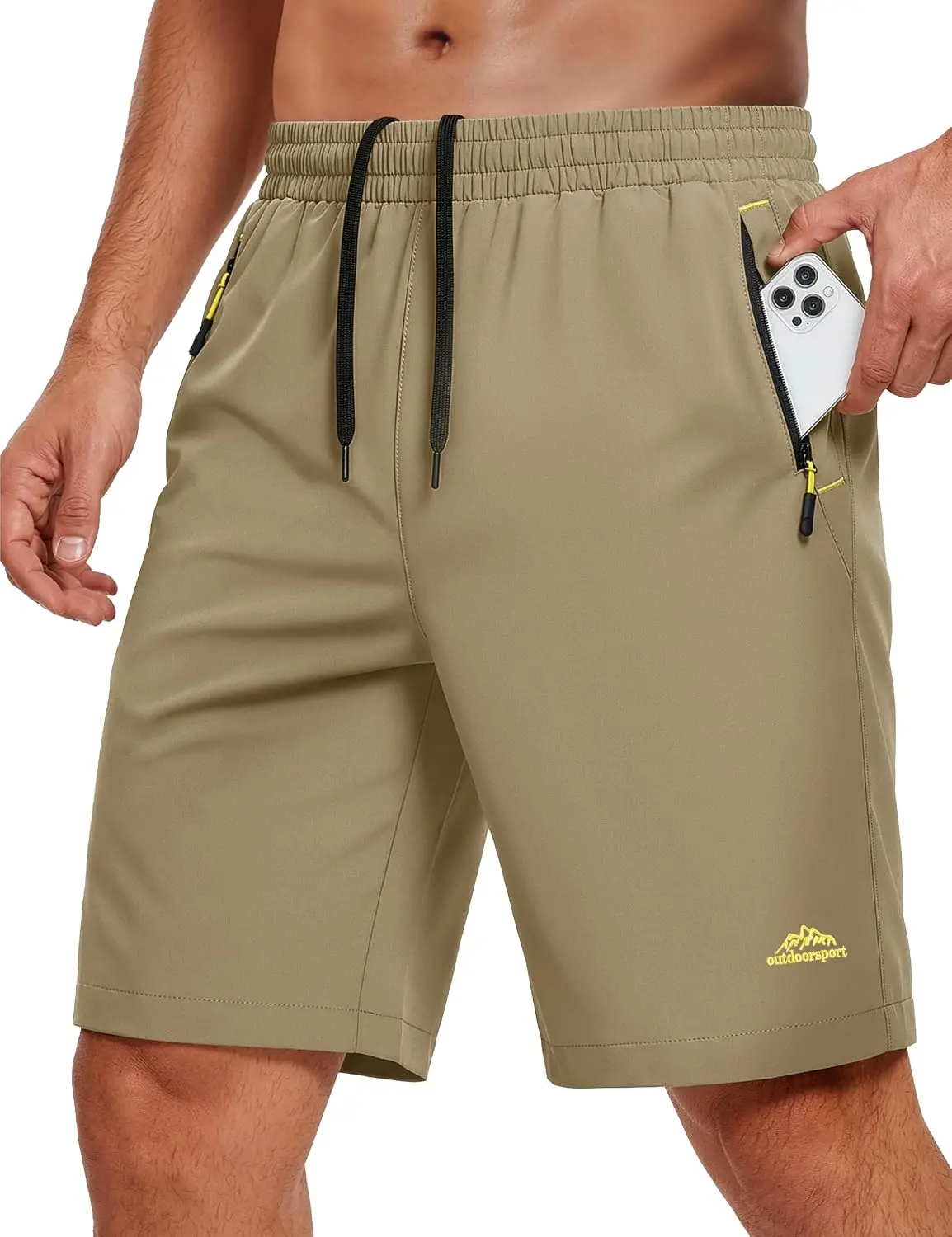 Men's 9 In Polyester Blend Sporty Multi-Sport Shorts, Quick Dry Lightweight Male Wear with 3 Pockets, Ideal for Gym Workouts, Summer Casual Hiking, Multi-Sport Wear