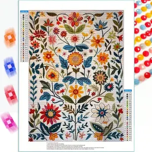 Full Drill Diamond Painting Kits Norwegian Folk Art Floral 5D DIY Handcraft Mosic Embroidery Flower Cross Stitch Rhinestone Canvas Scandinavian Art Handicraft