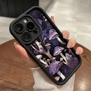 Magic Mushroom Forest Pattern Phone Case for iPhone 16 15 14 Pro Max 13 12 11 XR XS Plus Shockproof Non Slip Military-Grade Protection Silicone Cover