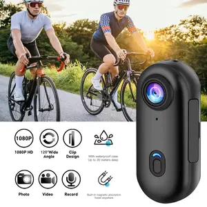 1080P Outdoor Sports Camera Bike Thumb WIFI Action Camera Mini Pet Vlog Collar Camera for Cats Dogs Small Pocket Body Camcorder Motorcycle(128G-Card, Black) Compact Iron Magnetic Metal Rechargeable Water Proof