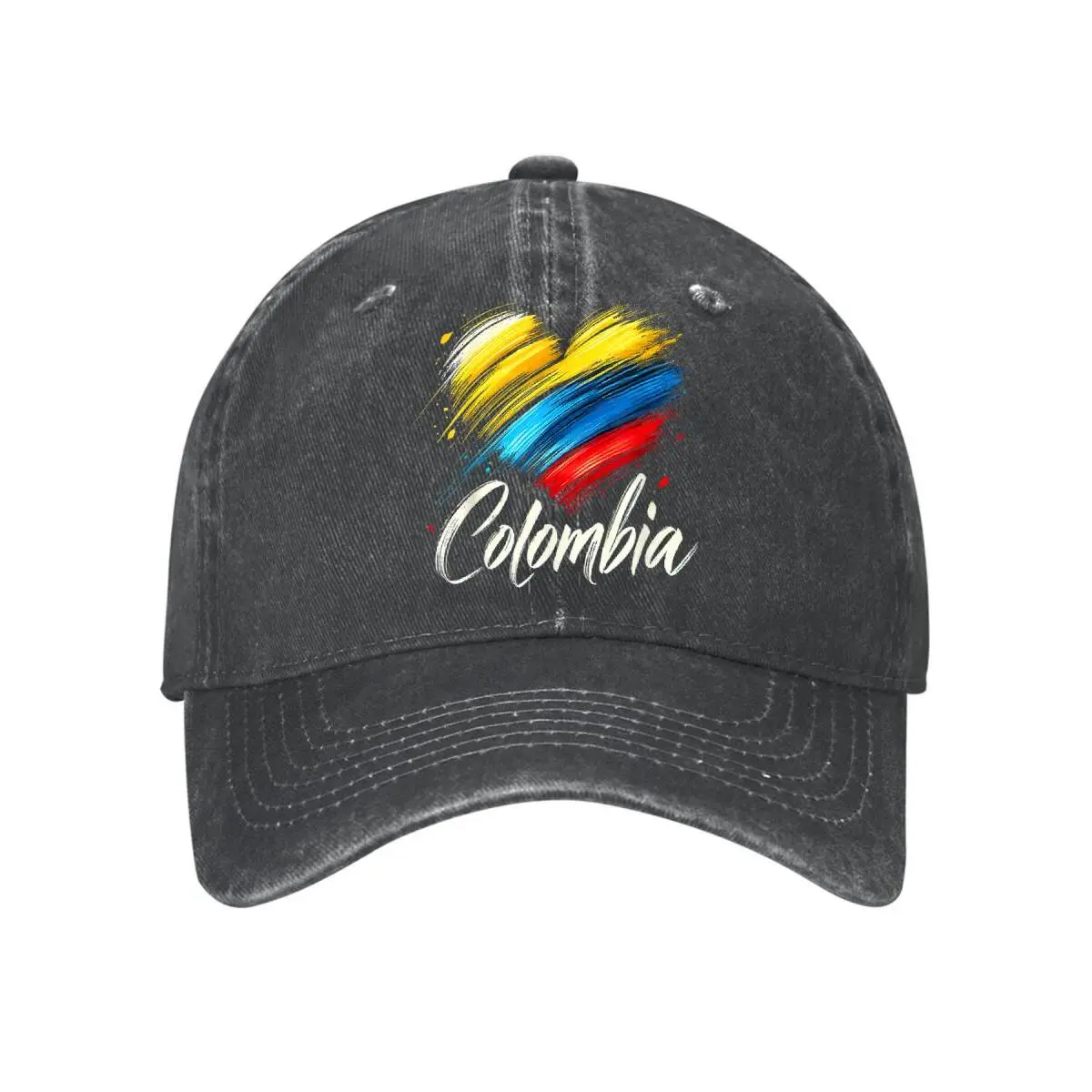 Colombia Flag Heart Baseball Cap, Colombian Pride Breathable Mesh Casual Hat, Durable Machine-Washable Sports & Outdoor Accessory