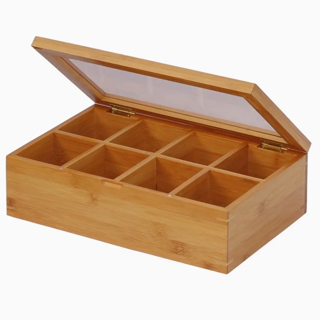 Oceanstar - TB1323 Bamboo Tea Box, 12 Inch, Natural  Kitchen Containers Organiser