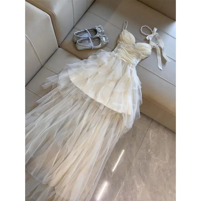 open lace back dress Vintage Retro Fairycore Princess Dress Cottagecore Dresses at DeerDoll main image 0