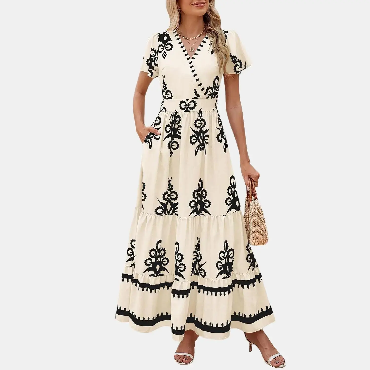 PrettyGarden Women's Summer Casual V Neck Boho Maxi Dress Flowy Aline Bell Sleeve Tiered Floral Dresses with Pocket Comfort Bohemian Womenswear V-Neck Short Sleeve - TikTok Shop PrettyGarden Women's Summer Casual V Neck Boho Maxi Dress Flowy Aline Bell Sleeve Tiered Floral Dresses with Pocket Comfort Bohemian Womenswear V-Neck Short Sleeve - TikTok Shop