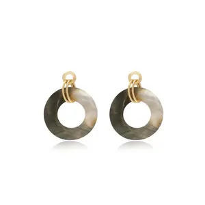 Ettika Iridescent Shell Earrings – 18K Gold Plated Statement Hoops, Minimalist Ocean-Inspired Jewelry for Everyday & Special Occasions
