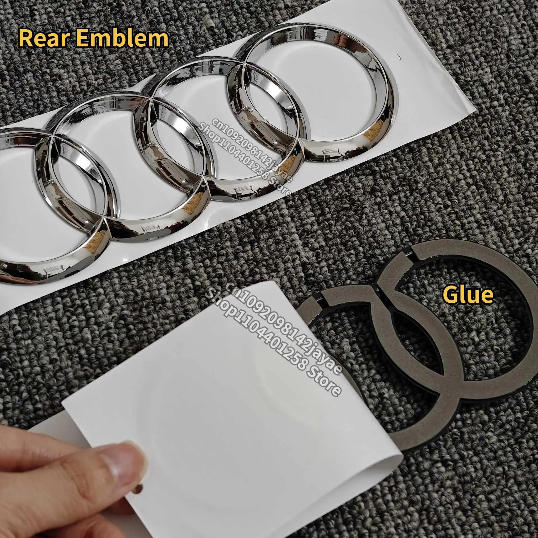 For Audi A4 Q3 Q5 Q7 Q8 S5 S6 S7 R8 S4 Car 4 Ring Logo Hood Front Bonnet Grill Rear Trunk Emblem Sticker Decoration Accessories