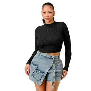 Miranda Long Sleeve Mock Neck Crop Top