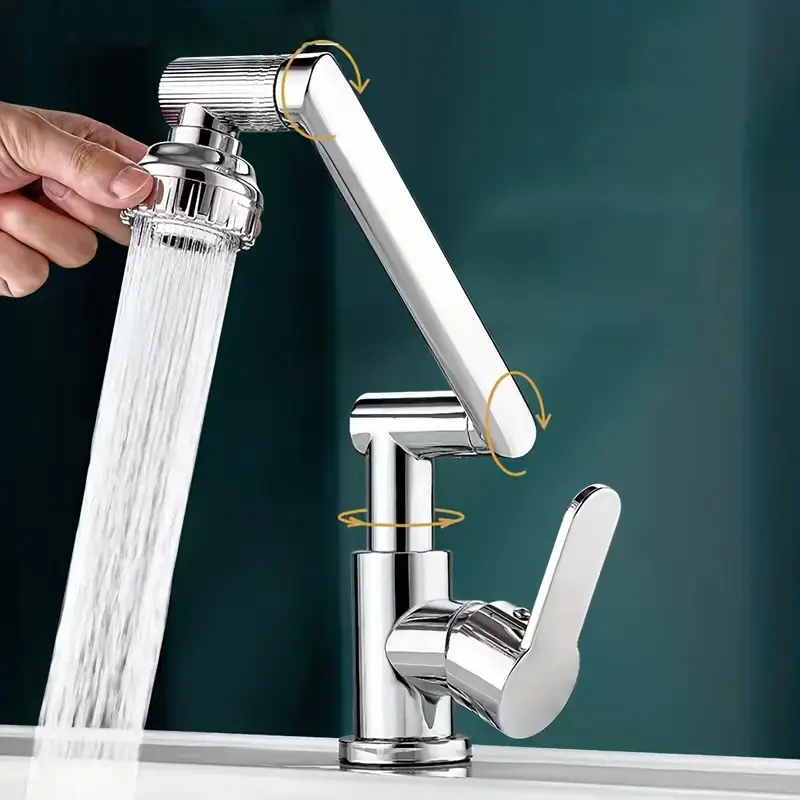 1080° Swivel Kitchen Sink Faucet Bathroom Faucet Mixer Deck Mount Splash Resistant Shower Faucet Stainless Steel Faucet Splash Proof Faucet Rotatable Rotary Faucet Faucet For Kitchen Sink