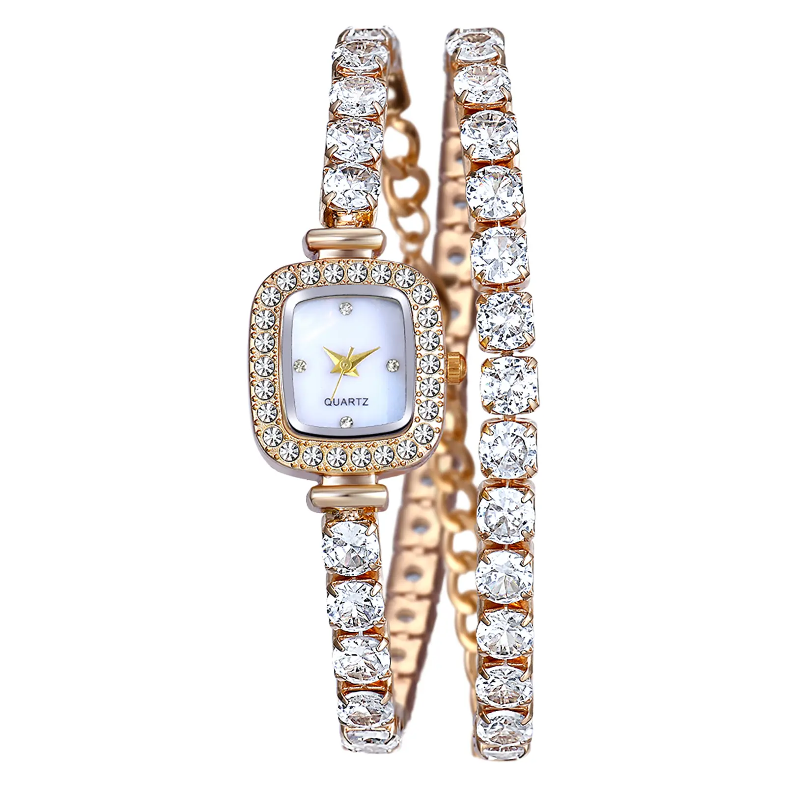 OIDEA Women's Bracelet Watch, Elegant Cubic Zirconia Diamond Wrap with Rectangle Face, Convertible Choker Necklace, Analog Quartz Accessories for Women, Watches For Women