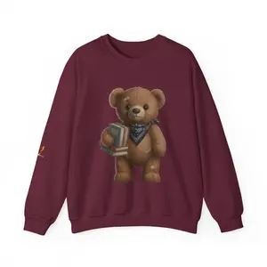 Gildan Student Bear Graphic Sweatshirt - Maroon Unisex Crewneck for Adults, Ethically Sourced Cotton & Polyester, Ribbed Knit Collar, Machine Washable, Perfect Gift for Students and Teachers