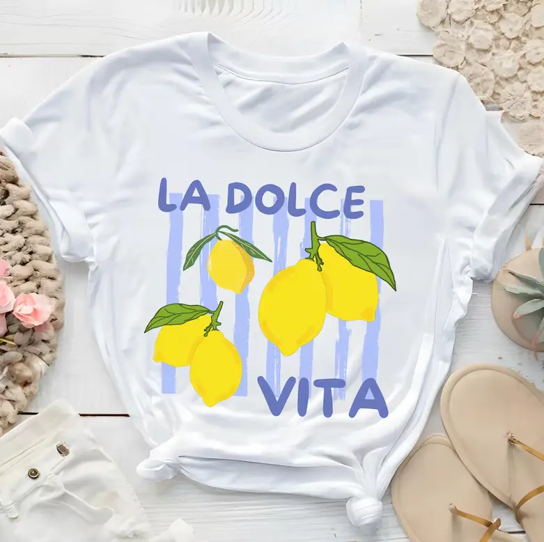 La Dolce Vita Lemon Shirt Italian Summer Tee Amalfi Coast Inspired Graphic Travel Shirt Gift for Lemon  Lovers Cute Vacation Outfit