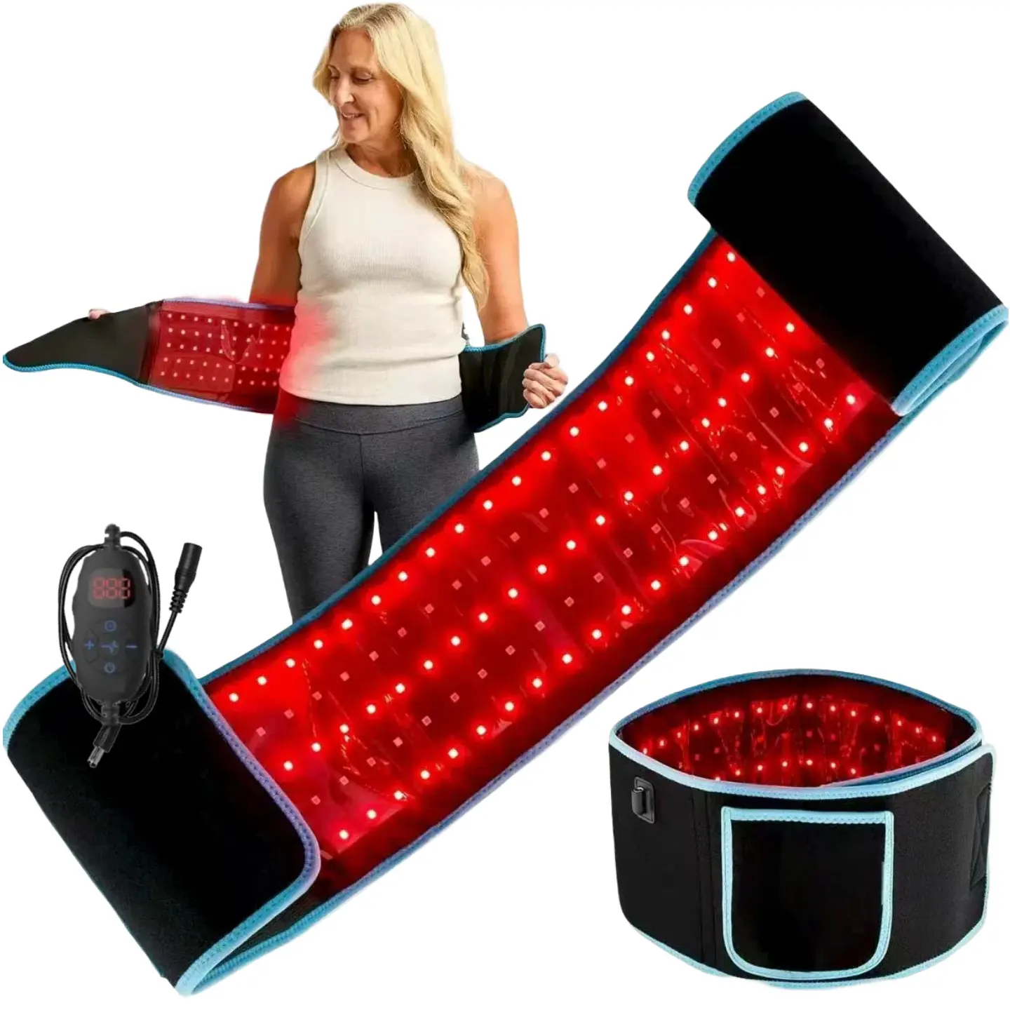Red &amp; Infrared LED Light Belt with Remote Control, Wearable At-Home Body Wrap for Daily Relaxation &amp; Tension Relief, 660nm &amp; 850nm Dual Wavelength Light Pad, Helps Boost Natural Skin Radiance for Everyday Self-Care