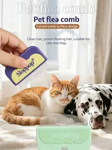 Cat & dog flea comb, fur removal tool, insect removal brush, fur remover device, professional pet tear stain remover, curved comb hair lice