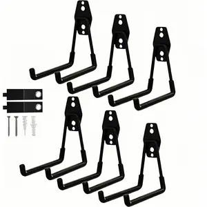 4 Pack Heavy Duty Garage Hooks with Anti-Slip Coating Steel Utility Ladder Hooks for Garden Tools Hoses Ropes Bikes 7.7in Includes Installation Kit