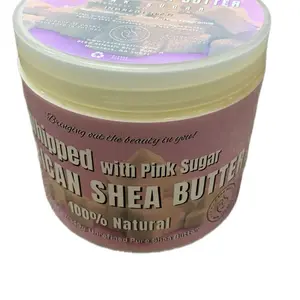 Pink Sugar Body Butter 12 oz Whipped with Pink Sugar 100% Natural Unrefined Pure Shea Butter for Soft Skin Moisture Smooth Moisturizing Skin Repair Moisturizers