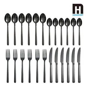 24-Piece Stainless Steel Flatware Set, Thick Matte Black Kitchen Utensil Set for Home, Wedding, Restaurant & Dishwasher Safe  Dinnerware Modern Tableware Sets
