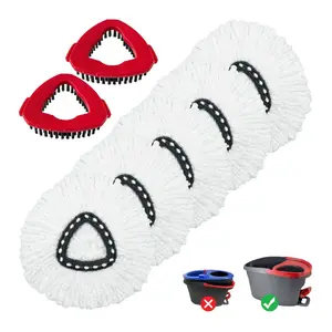 5 Pack Microfiber Spin Mop Replacement Heads for O-Cedar EasyWring | Machine Washable Deep Cleaning Mop Refills + 2 Scrubber Heads